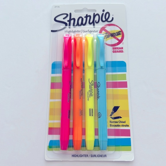 4 Highlighter Sharpie Narrow Chisel - Picture 2 of 5